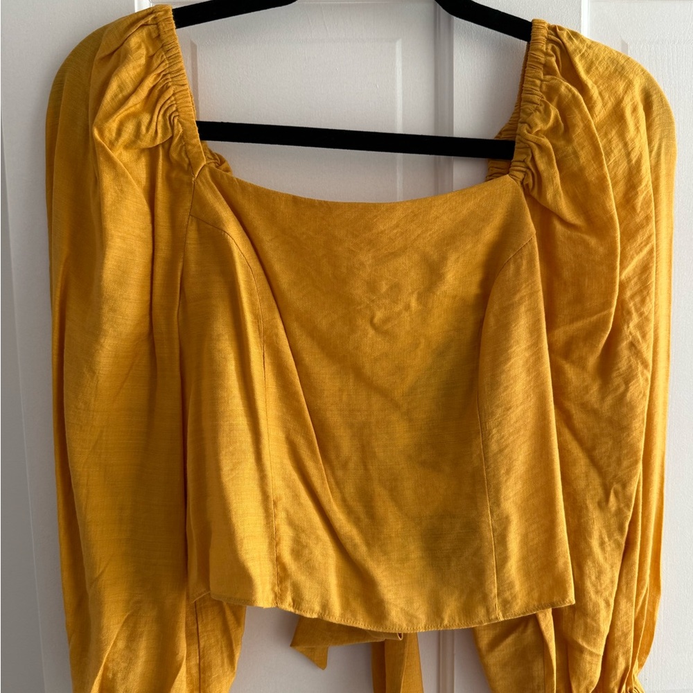 Express Mustard Yellow Square-Neck Crop Top